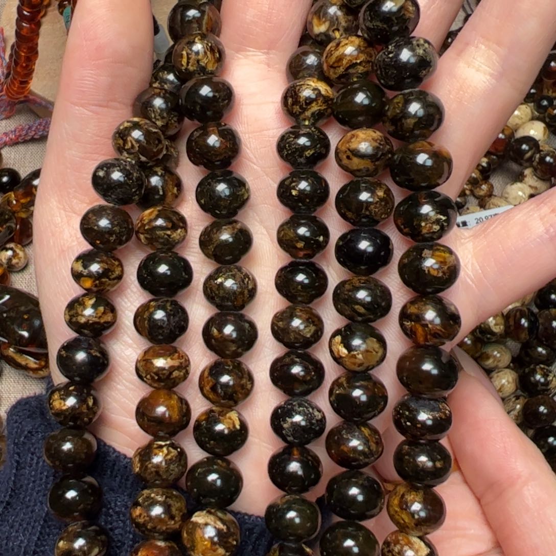 琥珀手链未镶嵌海***下抚顺琥珀花蜡