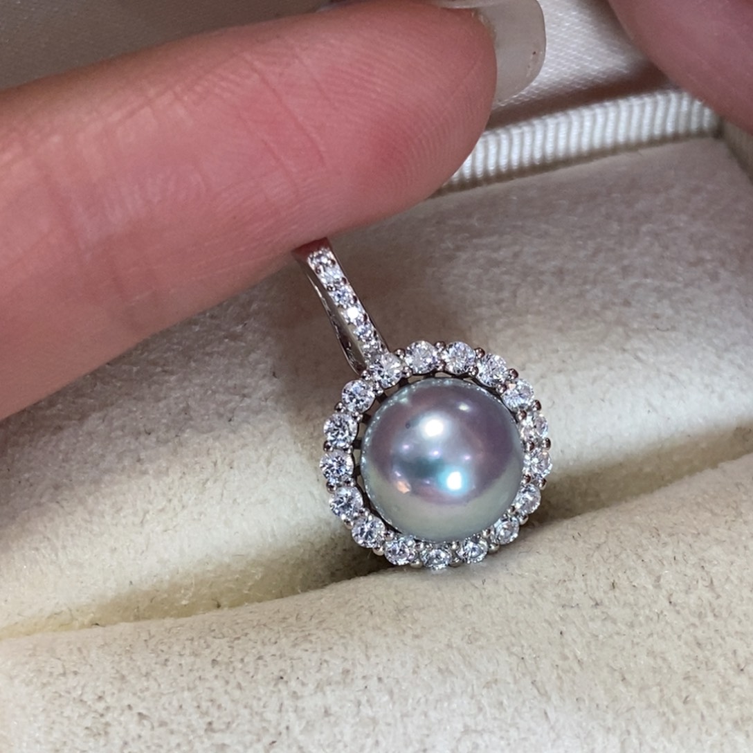 海水珍珠吊坠(不含链)银S925镶嵌微瑕