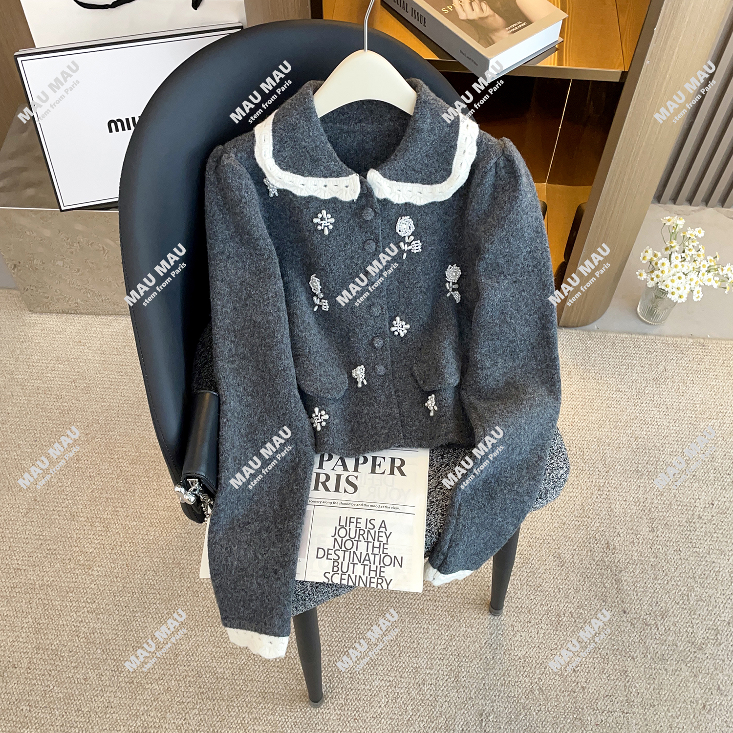 2026新款设计感复古少女感花边针织短外套DY9732