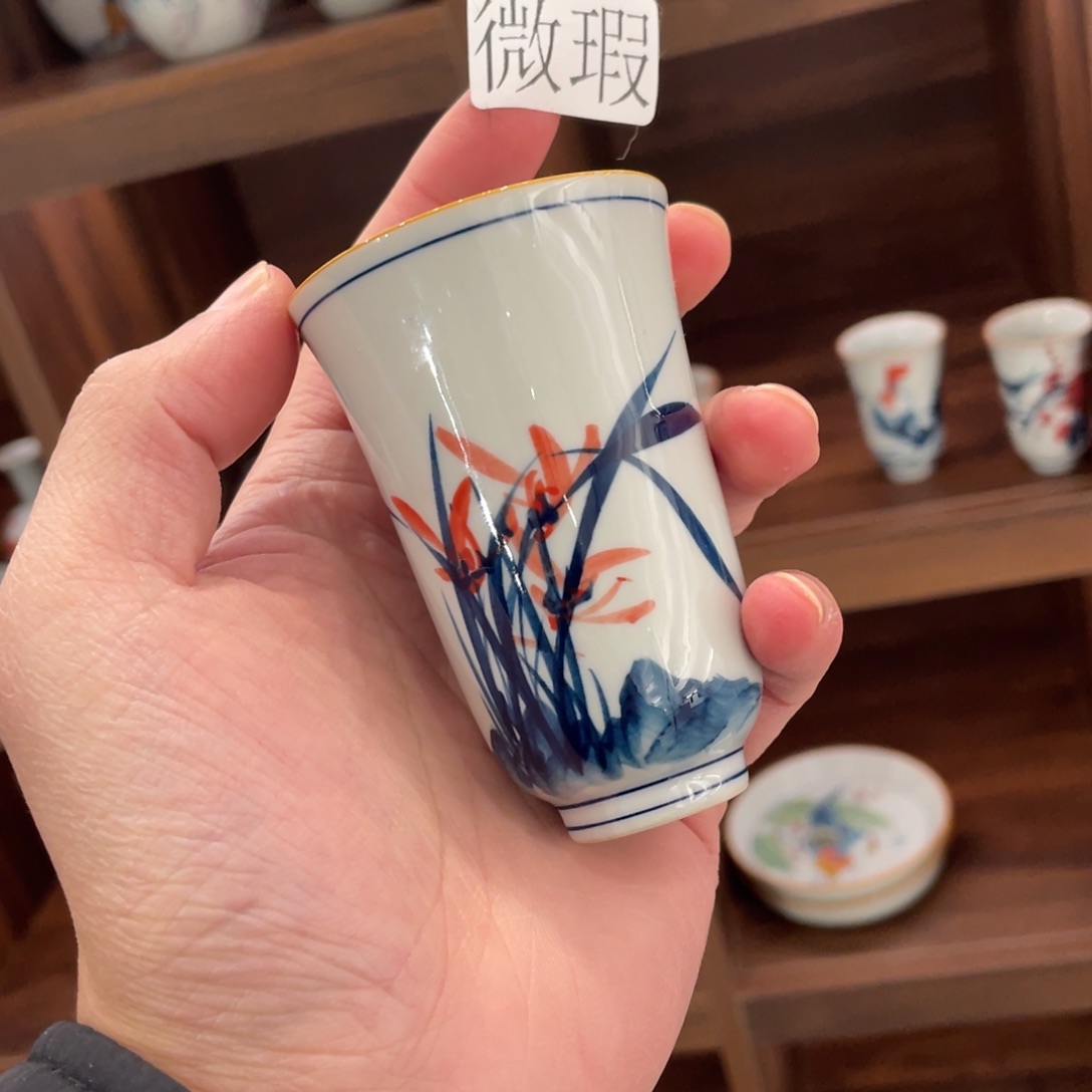 釉下手绘茶具微瑕