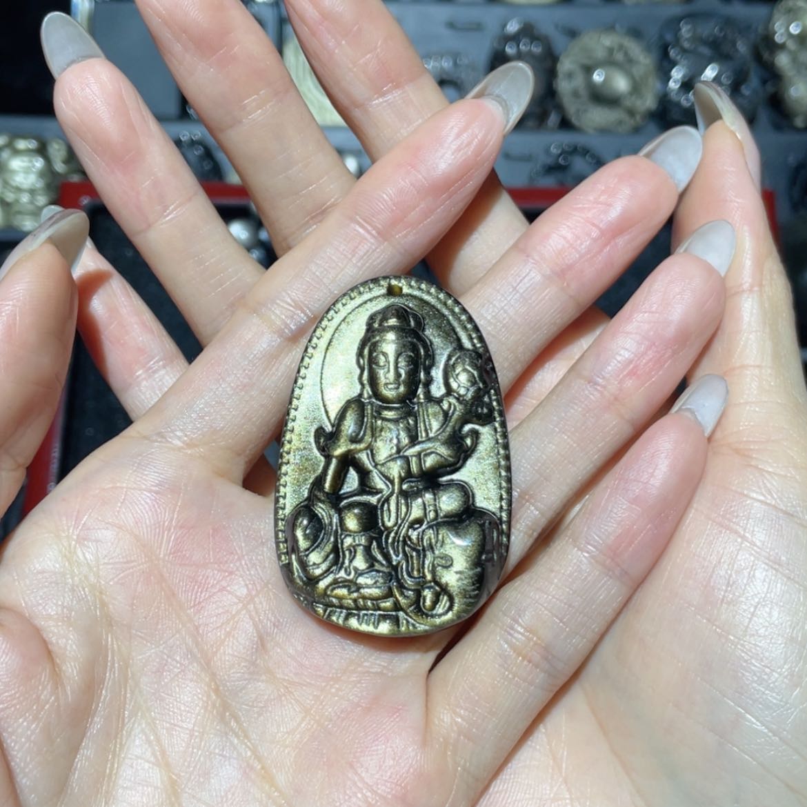 【闪购商品】未镶嵌黑曜岩吊坠(不含链)ʕ****