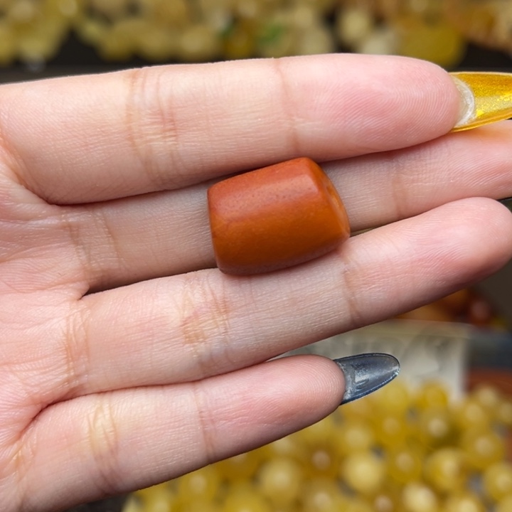 蜜蜡未镶嵌珠宝奇石190-天然蜜蜡老蜡橘皮马蹄珠微瑕