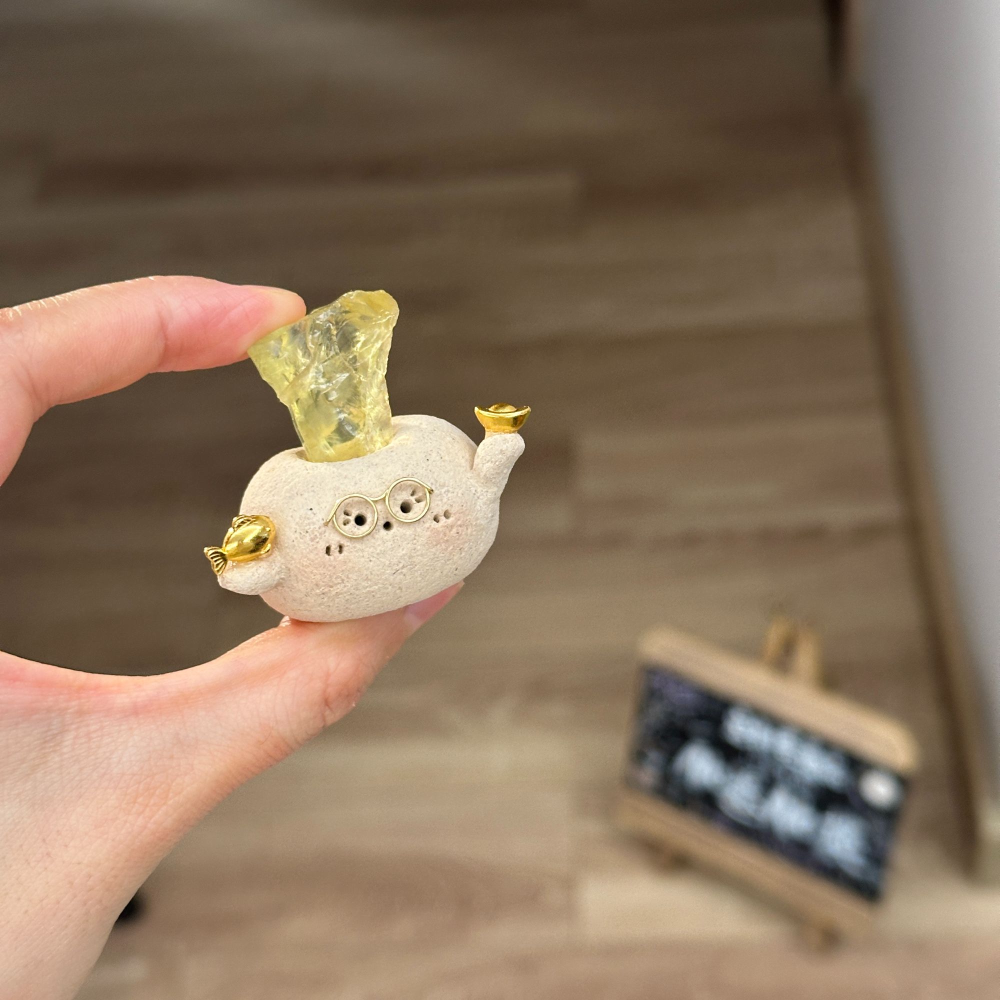 水晶小豆丁可爱黄水原石