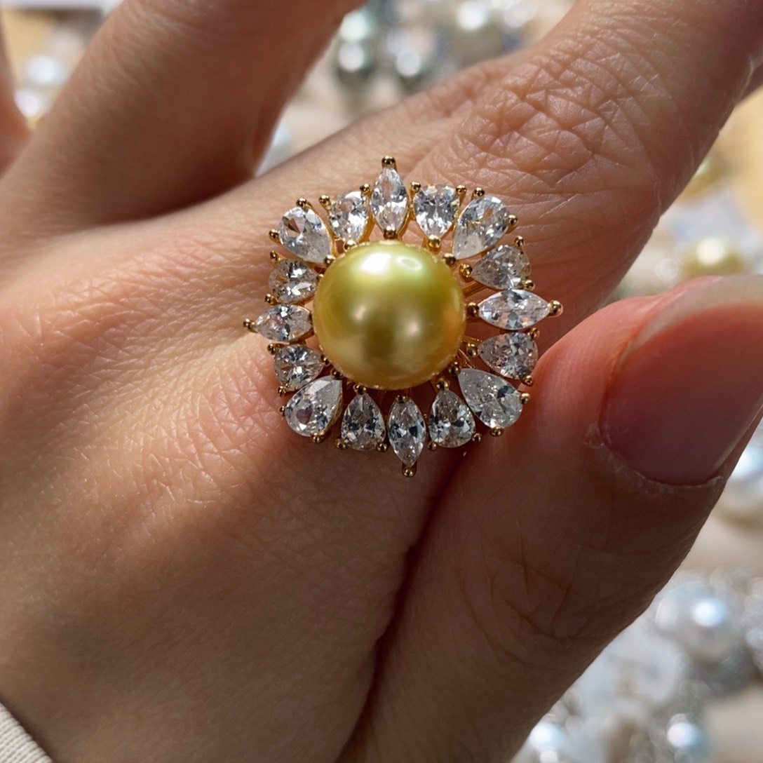 海水珍珠戒圈银S925镶嵌