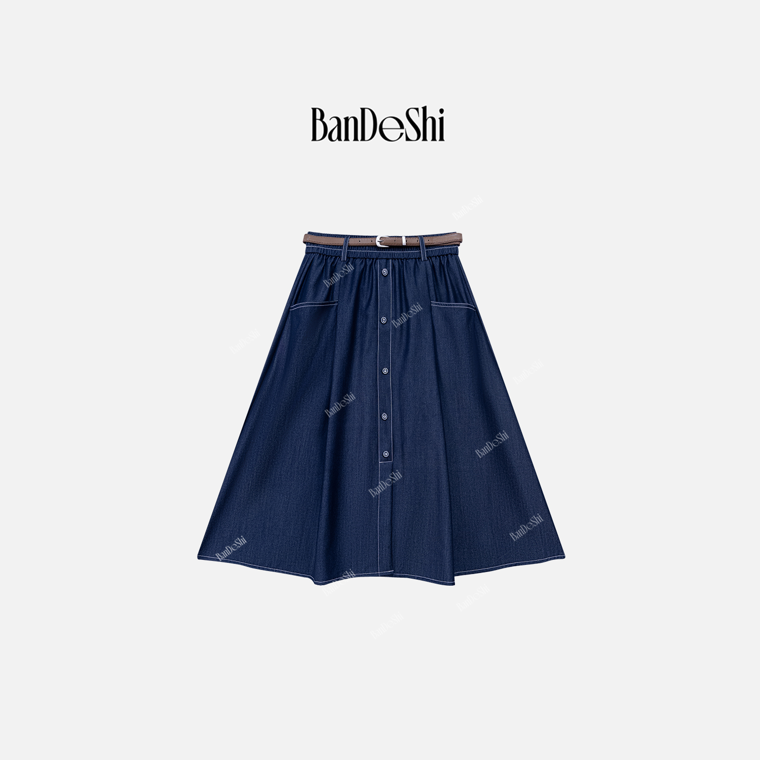 【C2839】#班德施-明线牛仔经典牛仔A字半裙时尚百搭复古XYZ