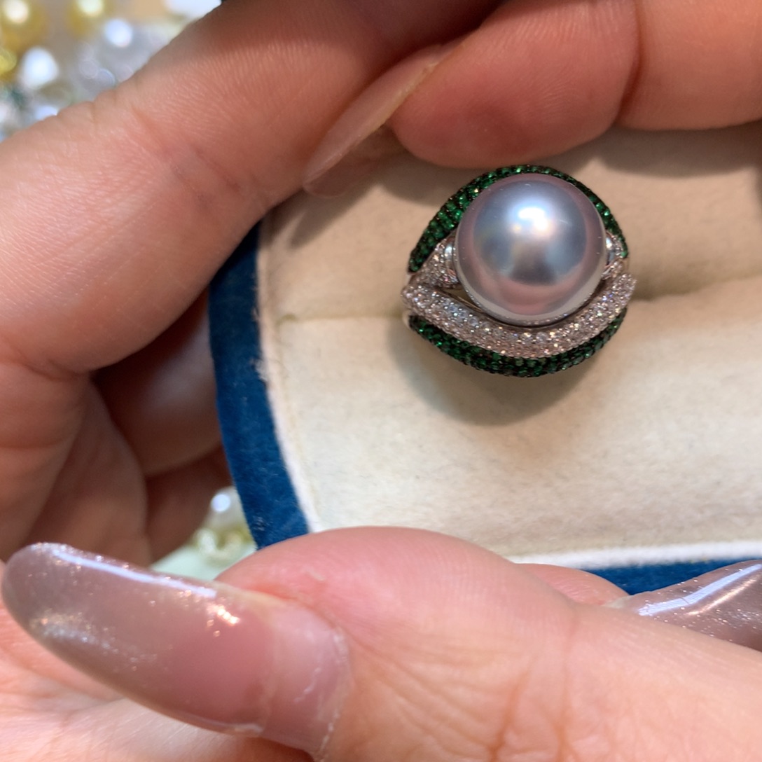 海水珍珠戒指银S925镶嵌