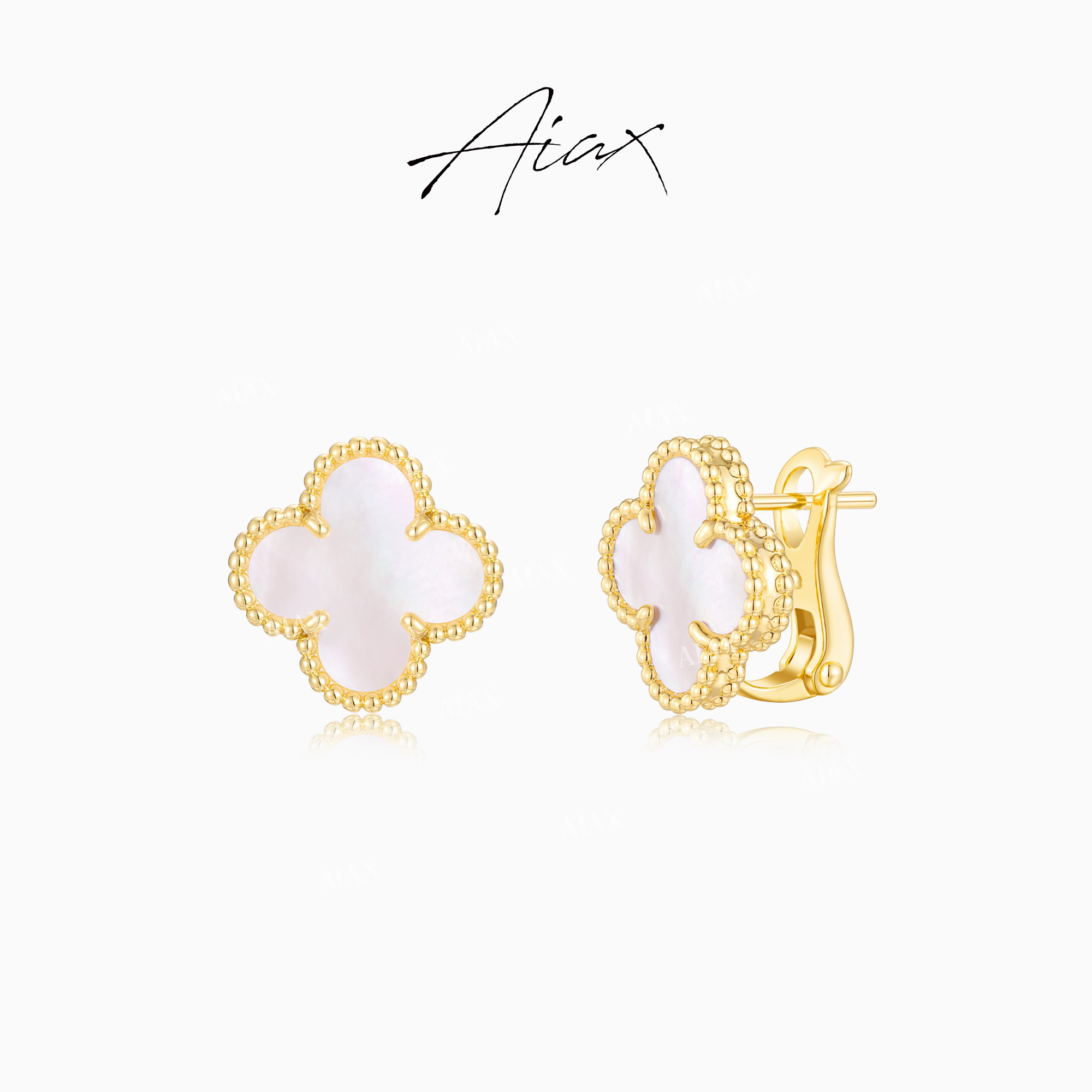 AIAX 流光风 秋上新 轻奢时尚经典百搭氛围感四叶草耳环TSL1407