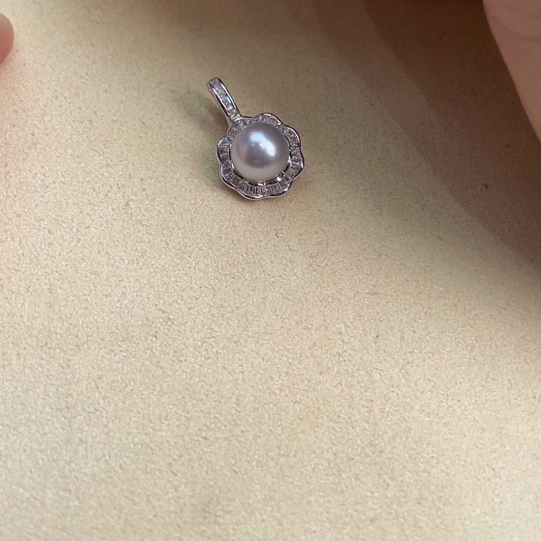 吊坠(不含链)银S925镶嵌海水珍珠