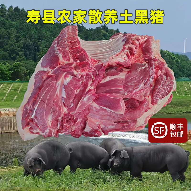 寿县农家散养土黑猪肉现杀新鲜五谷杂粮散养土猪肉特价包邮