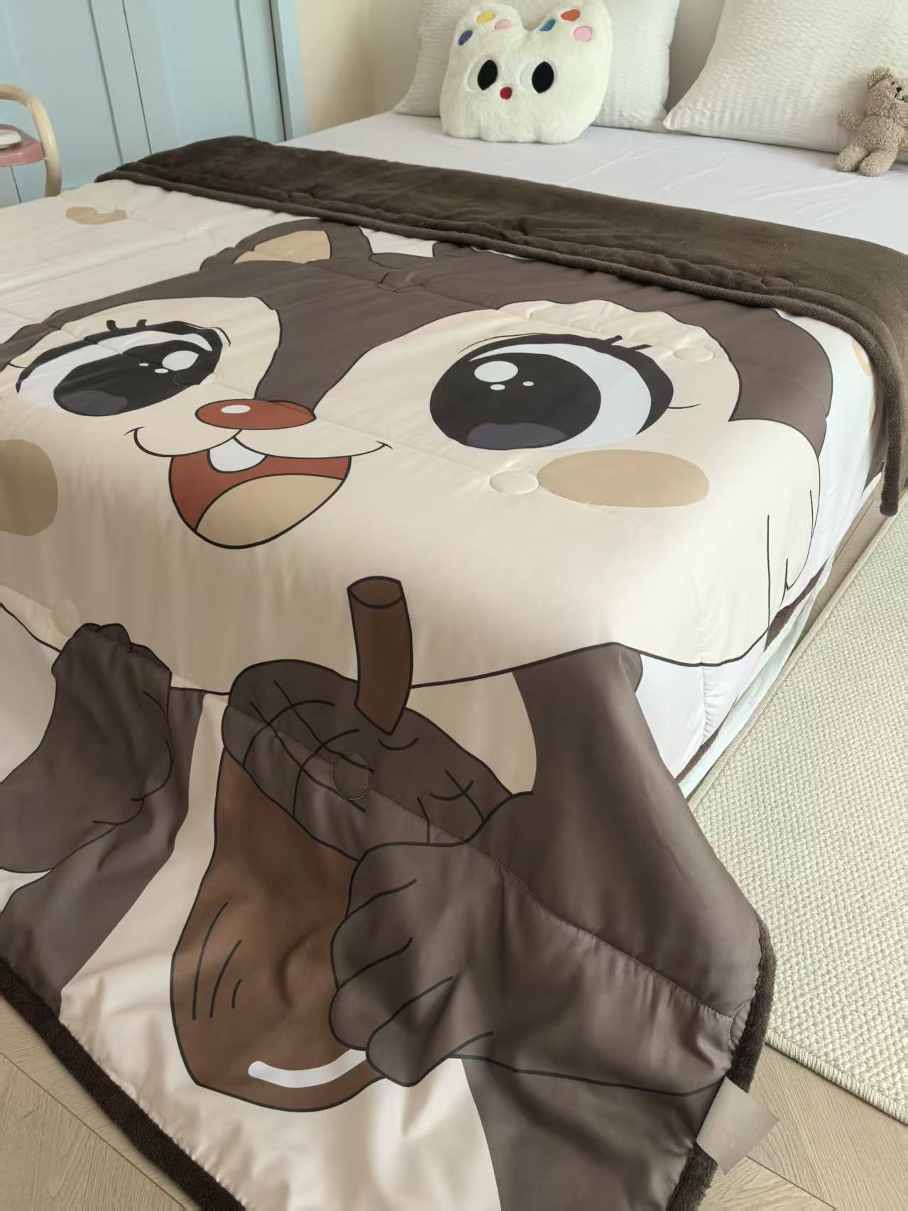 数码松鼠被高端保暖石墨烯冬款被子双人加厚冬季被子单面绒春秋被