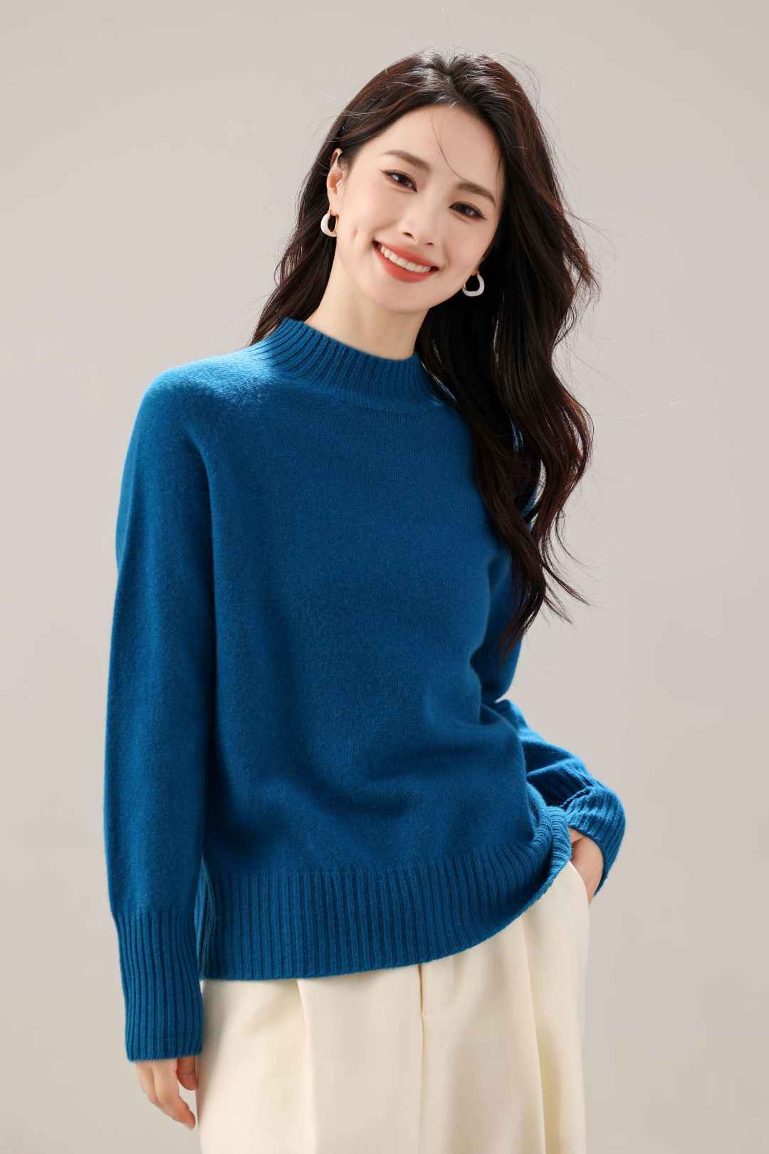 100%纯羊毛衫女半高领套头毛衣2025秋冬短款宽松针织打底衫百搭