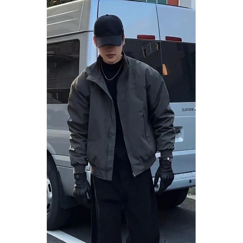 新品美式教练夹克外套春季户外三防冲锋衣立领cleanfit飞行服男生