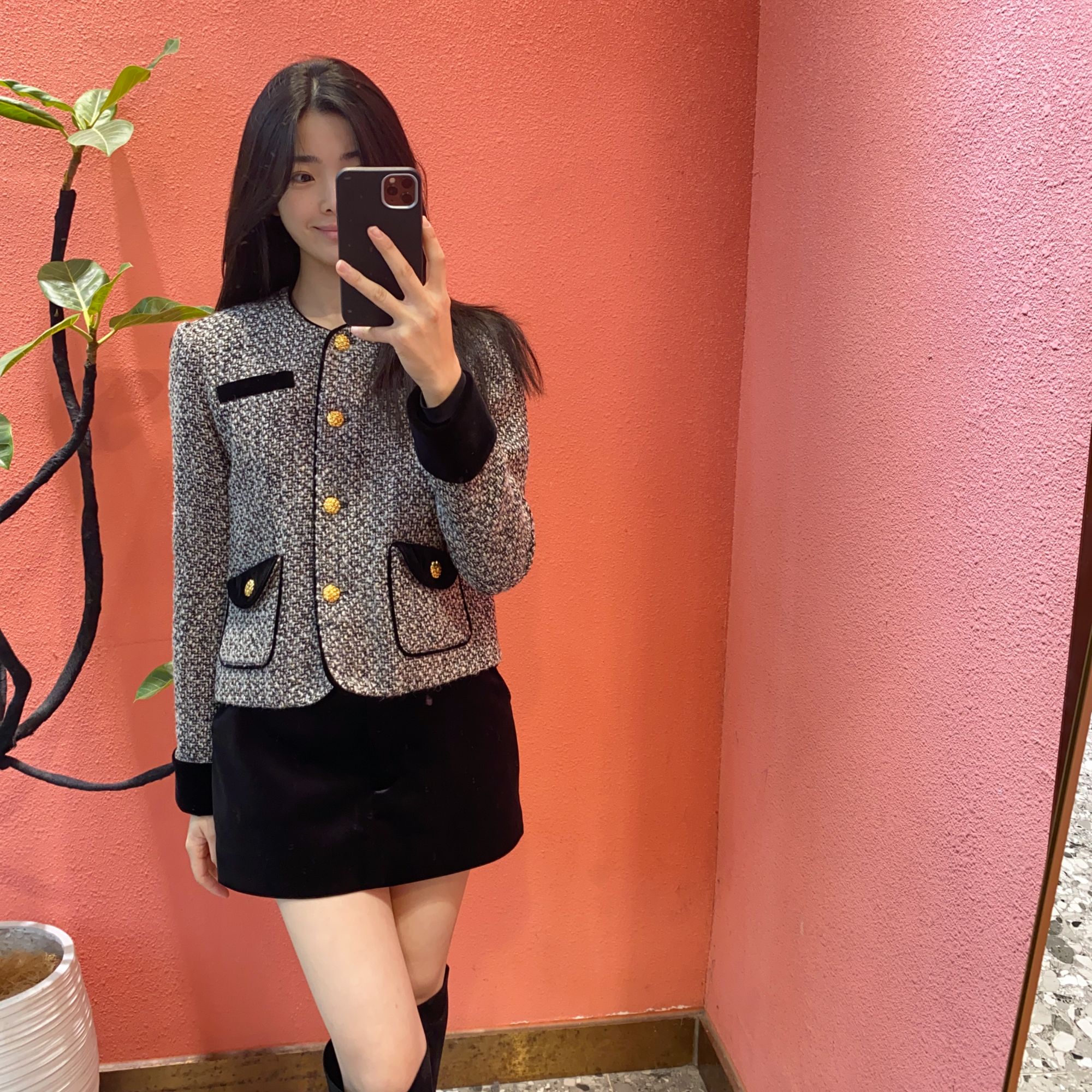 （默茗服装）黑白雪花小香外套