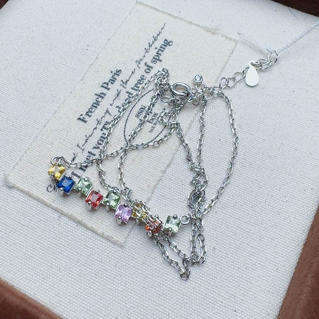 蓝宝石颈饰银S925镶嵌