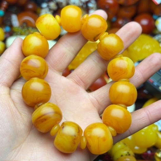 琥珀（花珀）手串未镶嵌蜜蜡