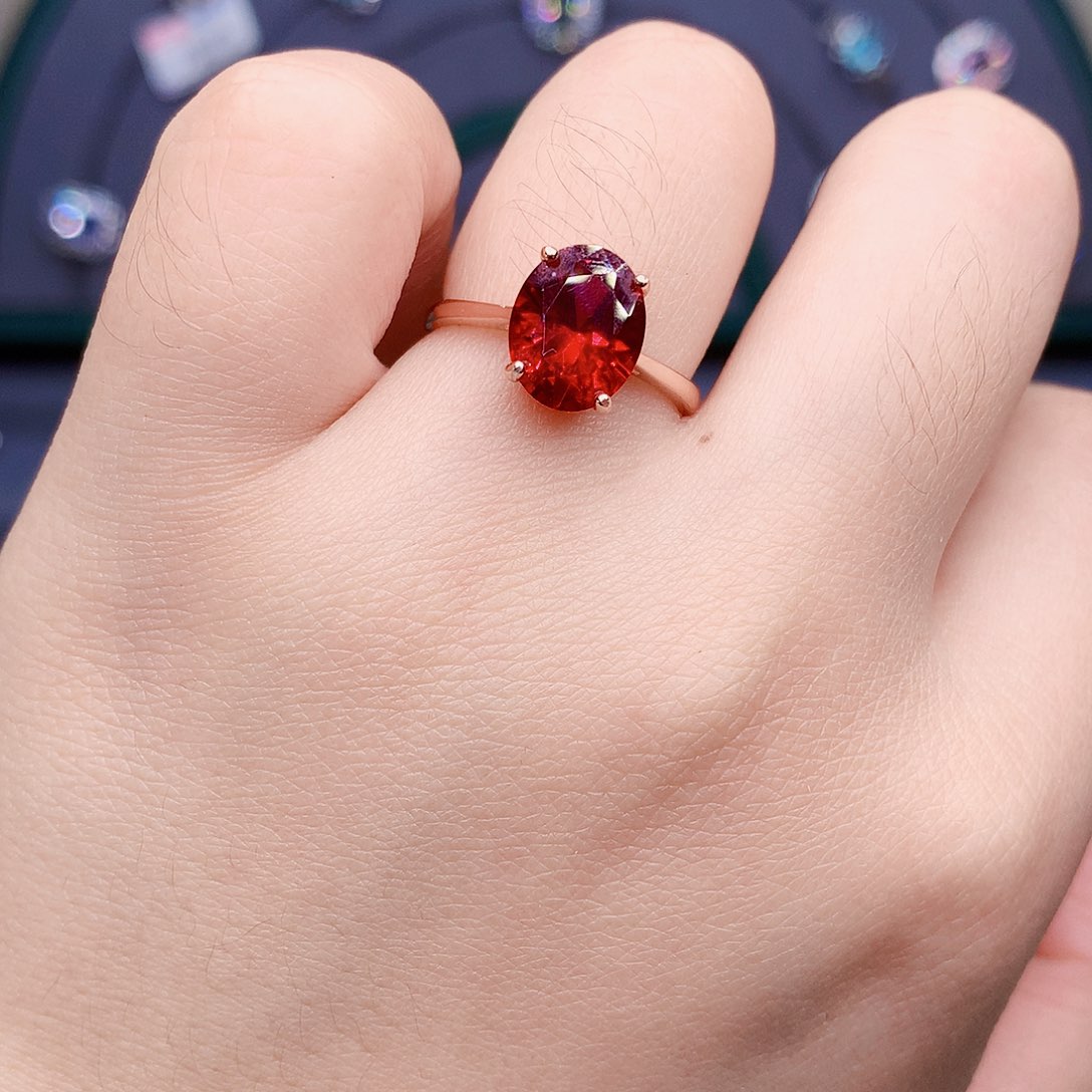 红宝石戒指银S925镶嵌