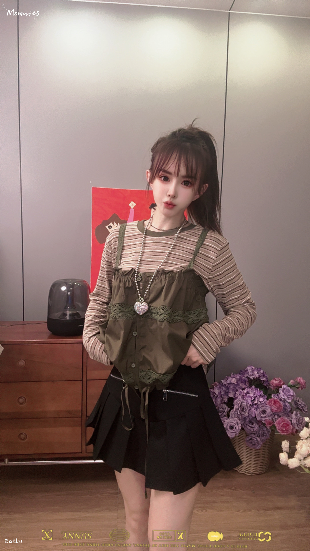【王小小9119】Y2K甜辣少女早秋时尚休闲条纹T恤+吊带套装