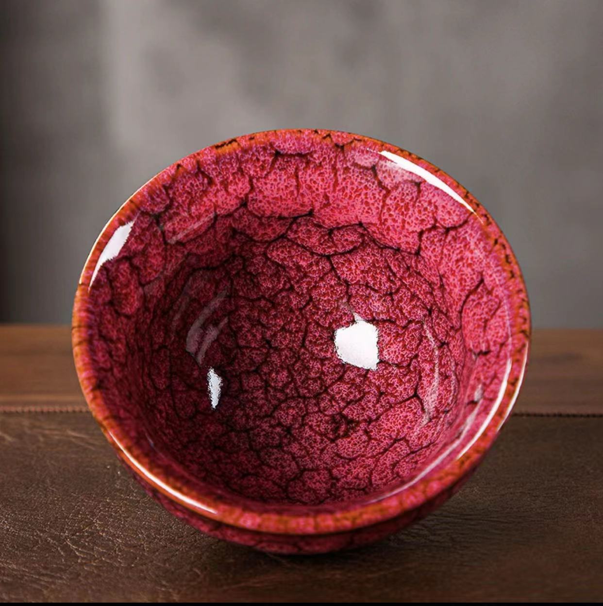 窑变杯（红）主人杯茶杯