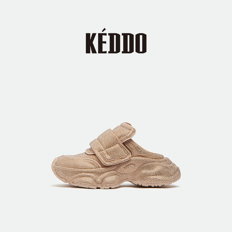 KEDDO“波澜舞曲”时尚简约包头拖鞋夏季新款厚底女鞋一脚蹬半拖鞋