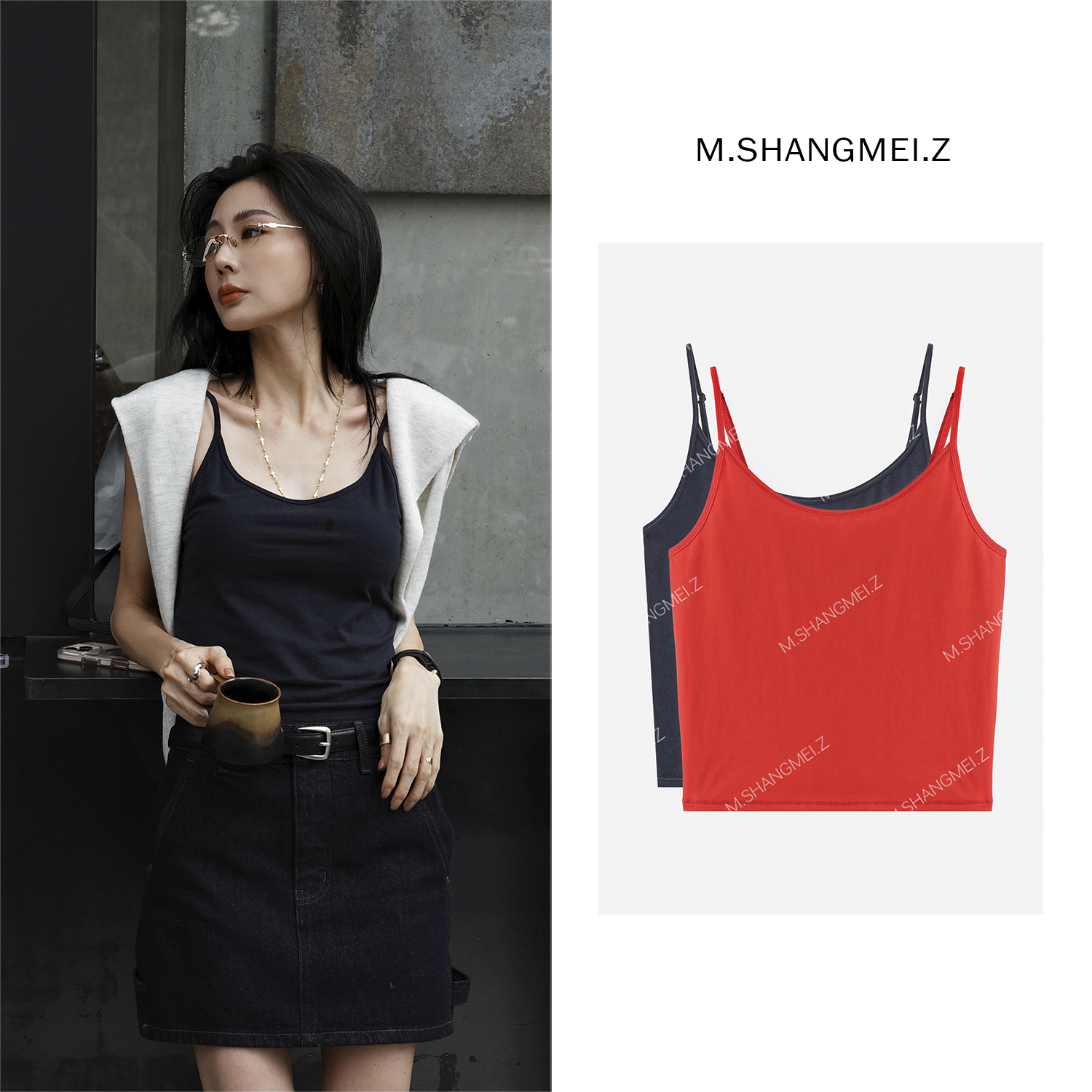 M.SHANGMEI.Z/沐熙【拥抱自在】美大哥微凉感弹力吊带背心X072867