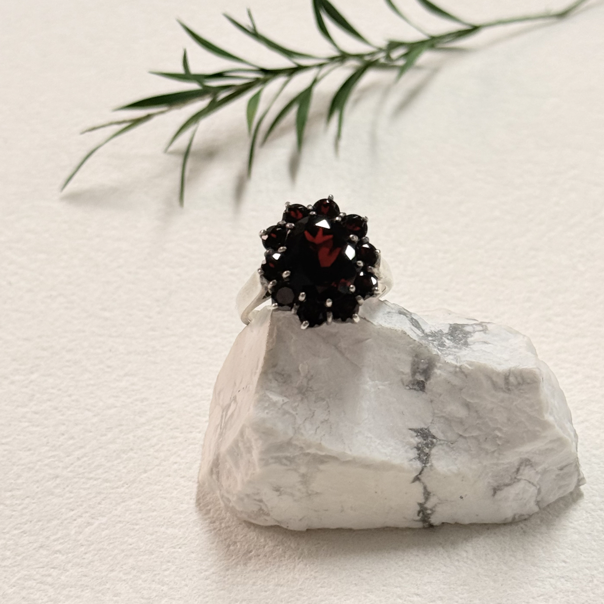 【六六中古】孤品复古石榴石s925戒指ty3321港14欧53