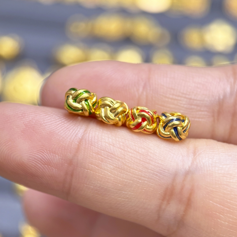 【金哆哆】足金999串珠隔珠花托隔片小配件黄金搭配件DIY