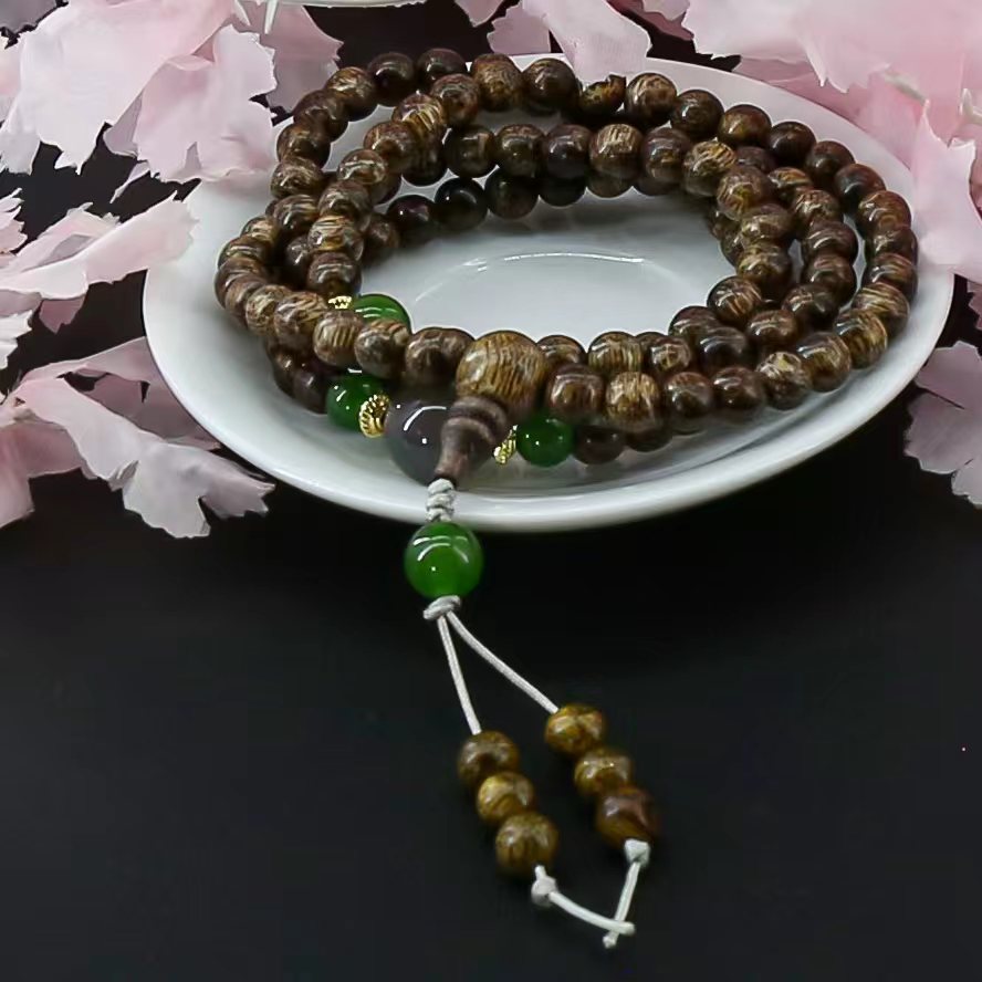 AD175精品绿檀手串-（无礼盒）