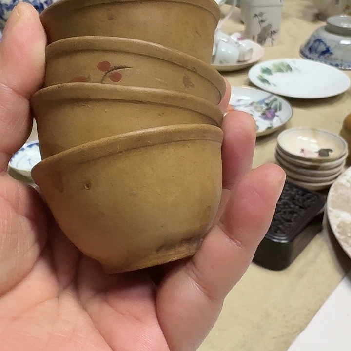 湖***生紫砂杯四个完整品相如图