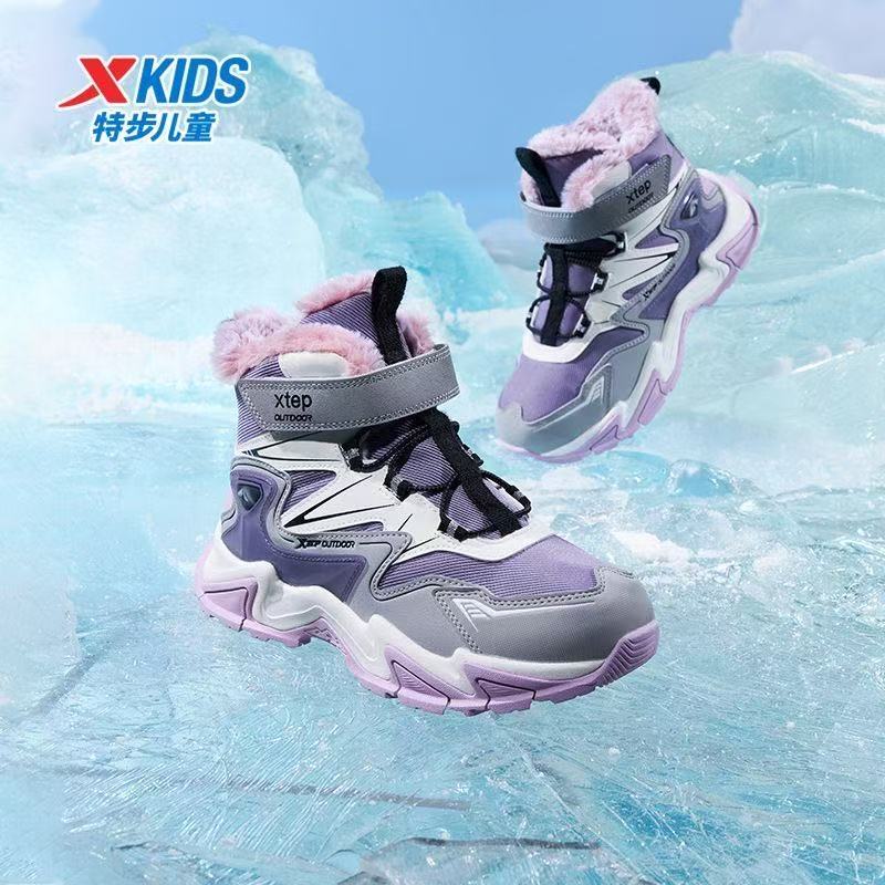 【高帮大棉鞋】特步儿童冬季防滑女童减震保暖运动鞋675414519433