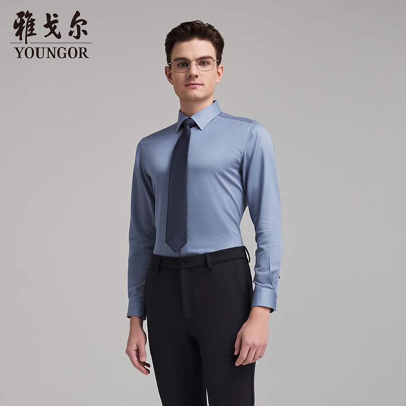 【全棉+TNDP免烫】雅戈尔男士秋冬商务休闲保暖男长袖衬衣衬衫19726