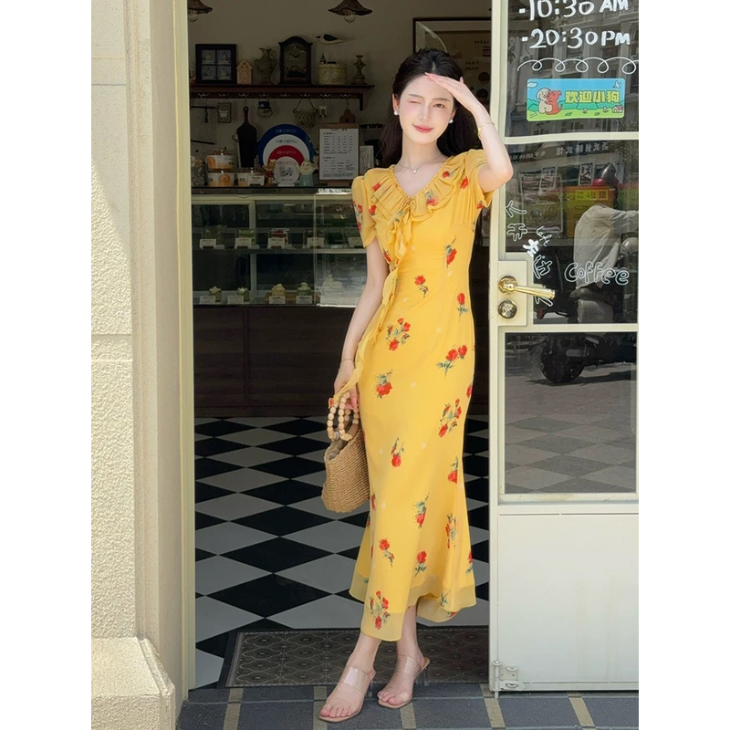 SS130-300斤大码女装遮肉田园风连衣裙收腰显瘦遮肉2025夏季新款