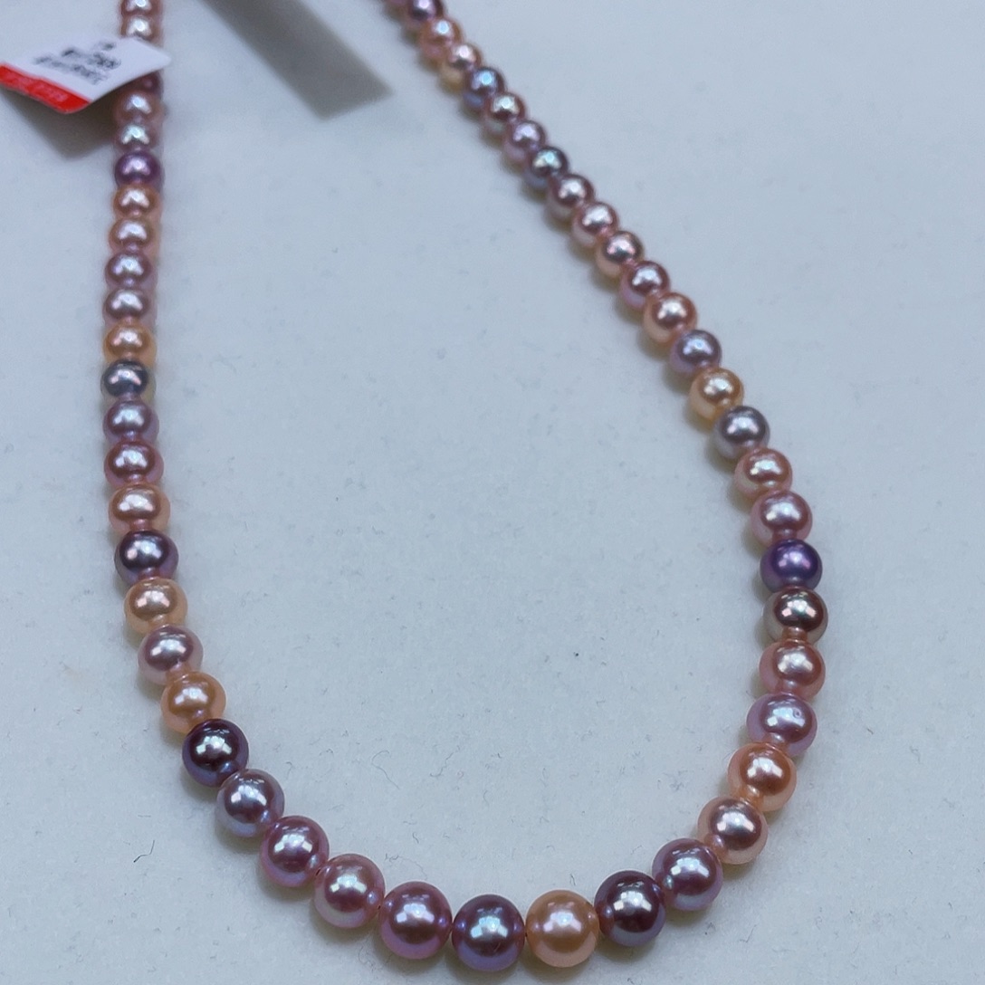 淡水珍珠5.5爆亮炫彩极强光糖果银S925镶嵌