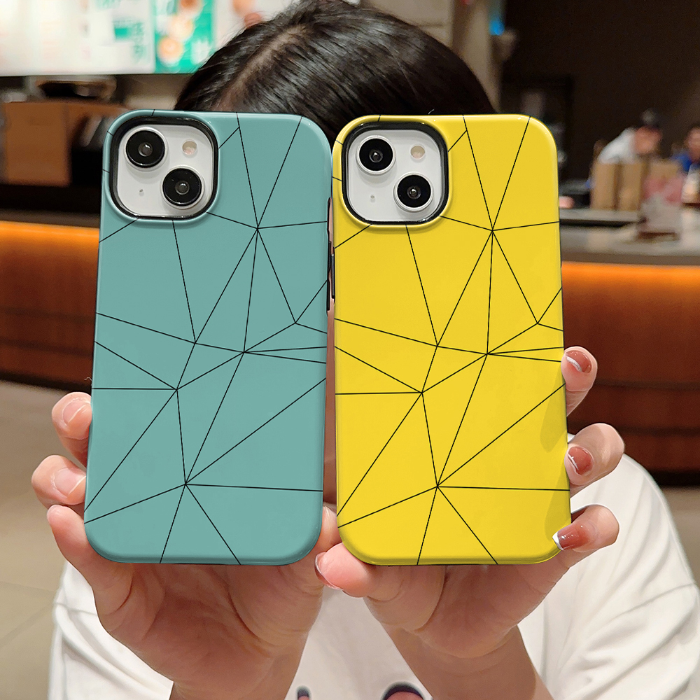 新款高级二合一菲林壳适用iPhone17简约创意几何线条苹果手机壳