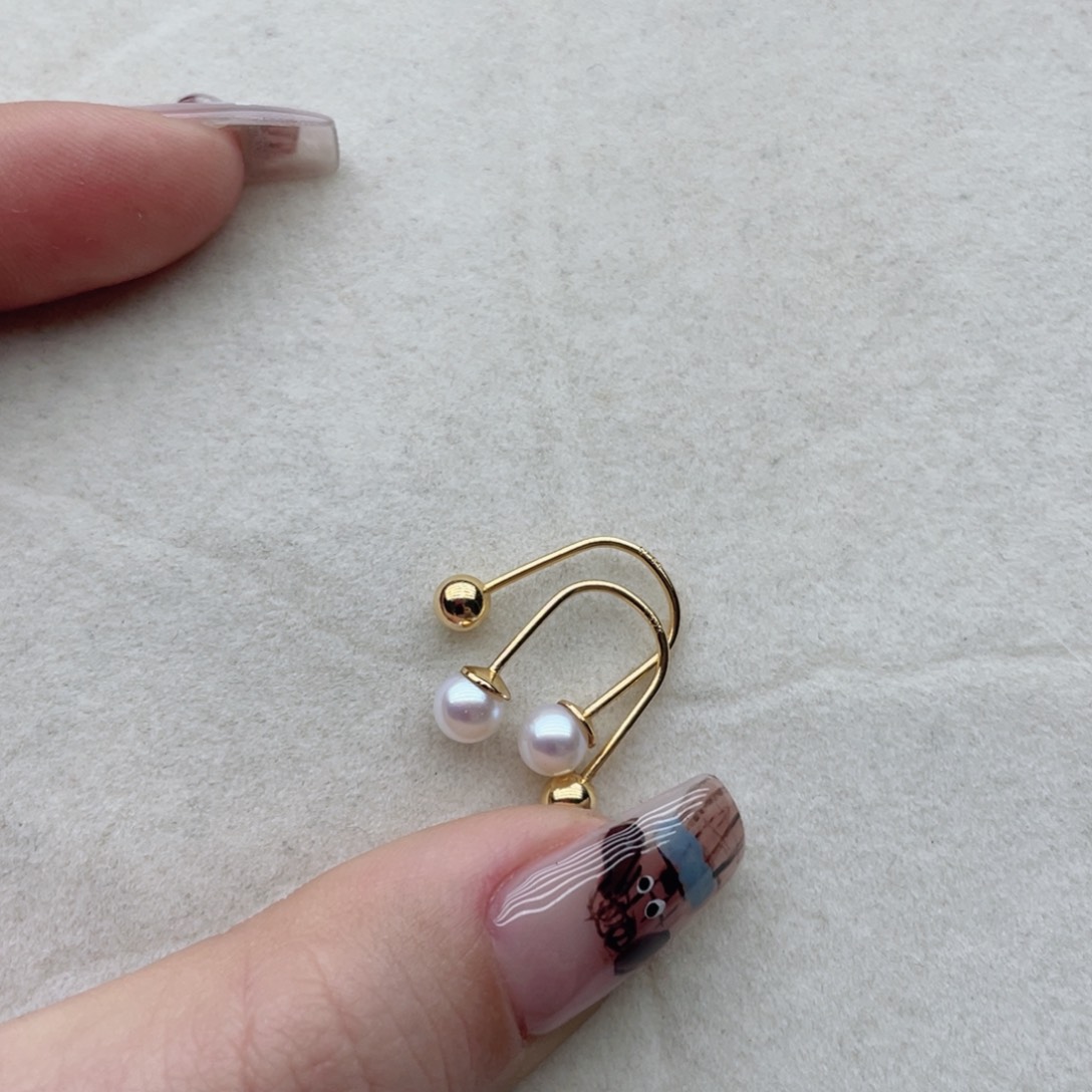 淡水珍珠耳饰银S925镶嵌A6