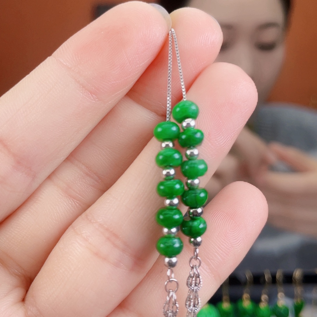 翡翠银S925镶嵌耳饰