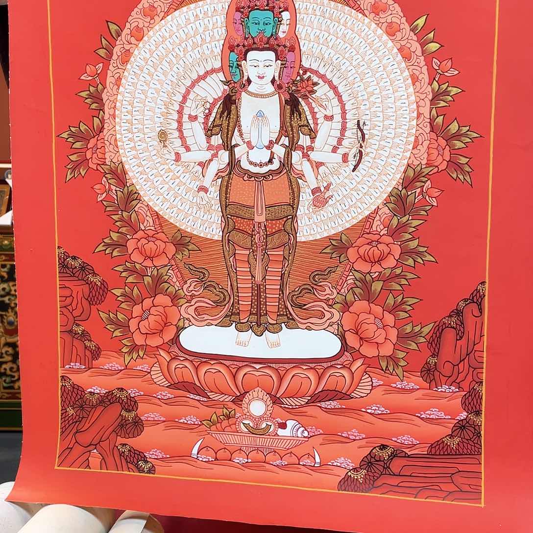 装裱画40×60红唐千手观音