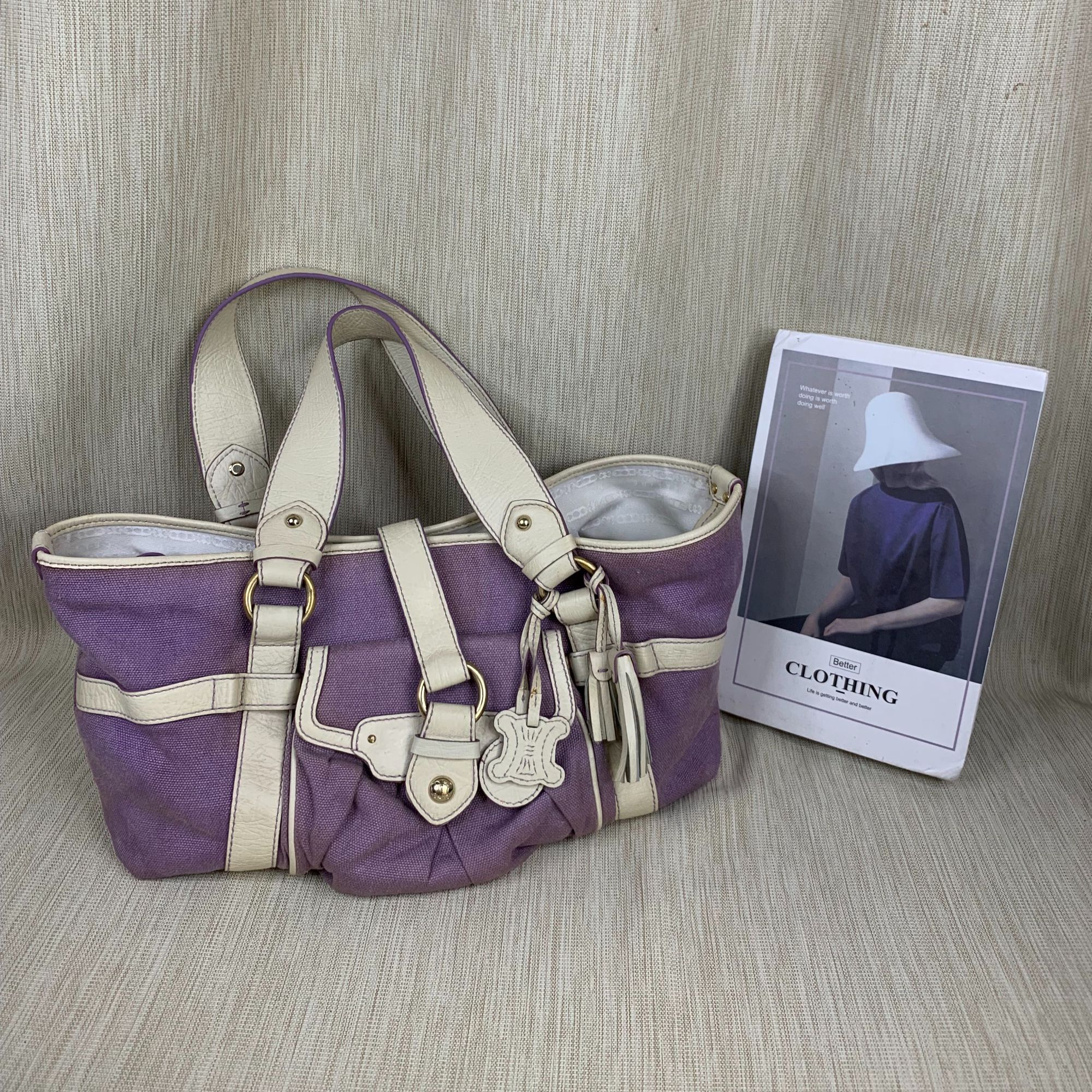 95新 Celine/思琳 紫色拼皮单肩包/WJ09205027/5027/瑕