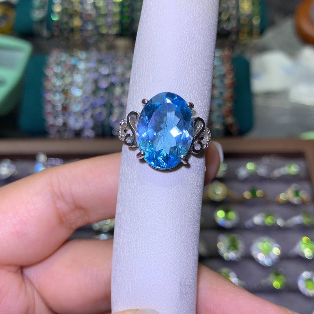 托帕石戒指银S925镶嵌