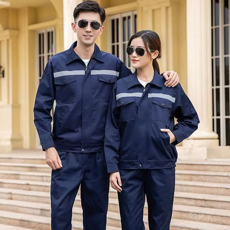 春秋款长袖反光条劳保工作服耐磨耐脏汽修工地车间上衣工装套装