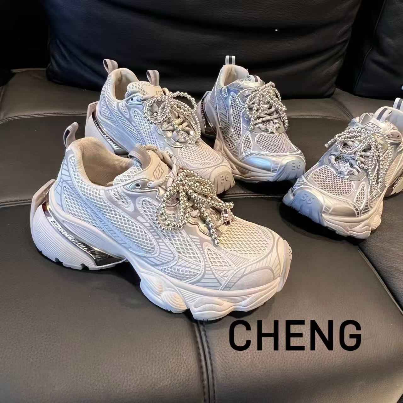 「CHENG」飞尾银角大王2.0重工老爹鞋/双色吸墨底银边装饰时髦轻便/