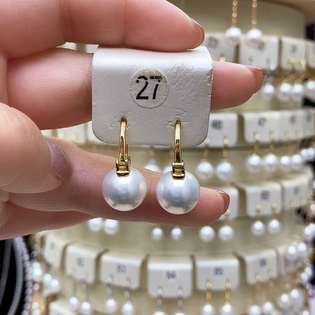 银S925镶嵌淡水珍珠耳饰