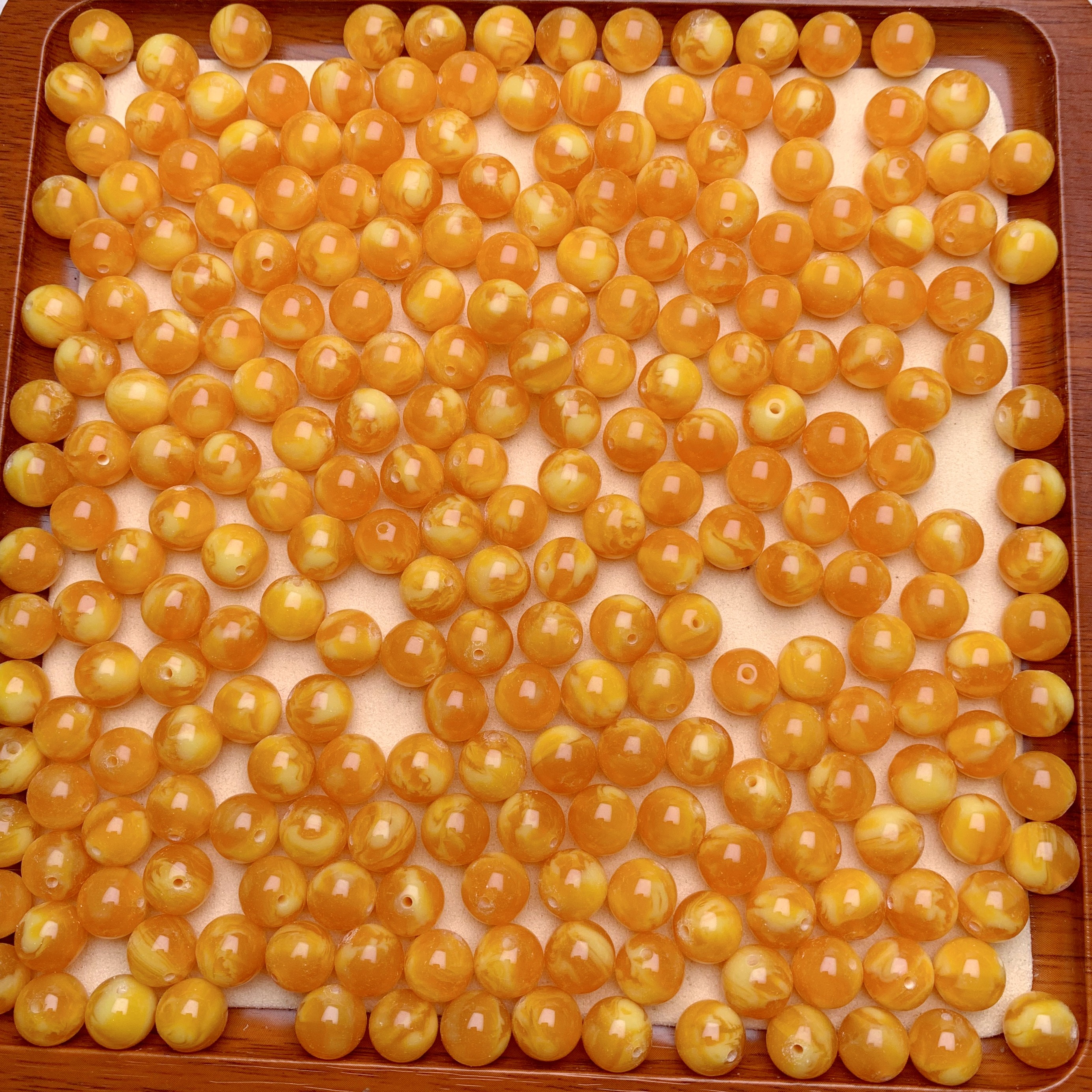 8 10 12mm鸡油黄飘花散珠