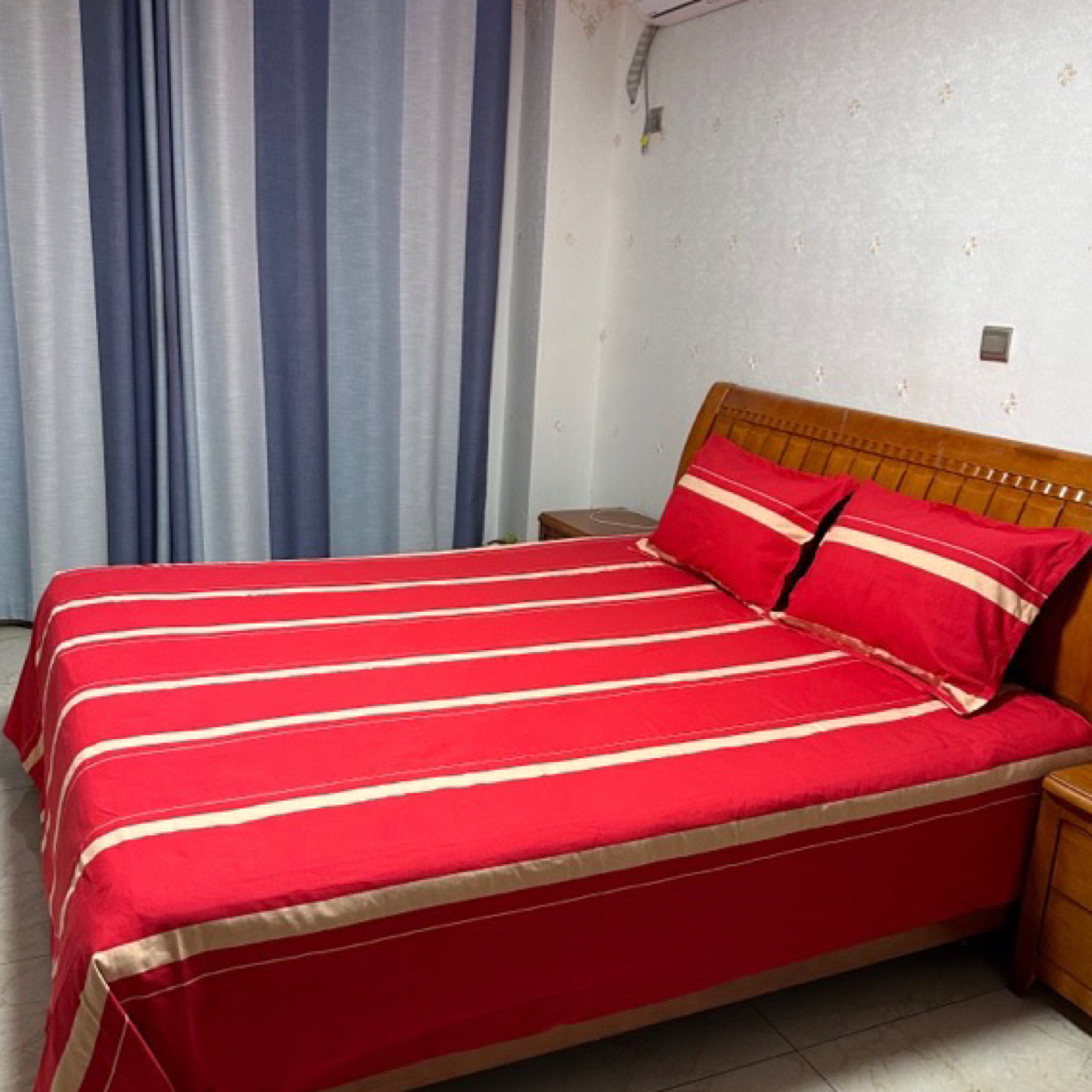 手工两批增大红色（中国红）老粗布床单