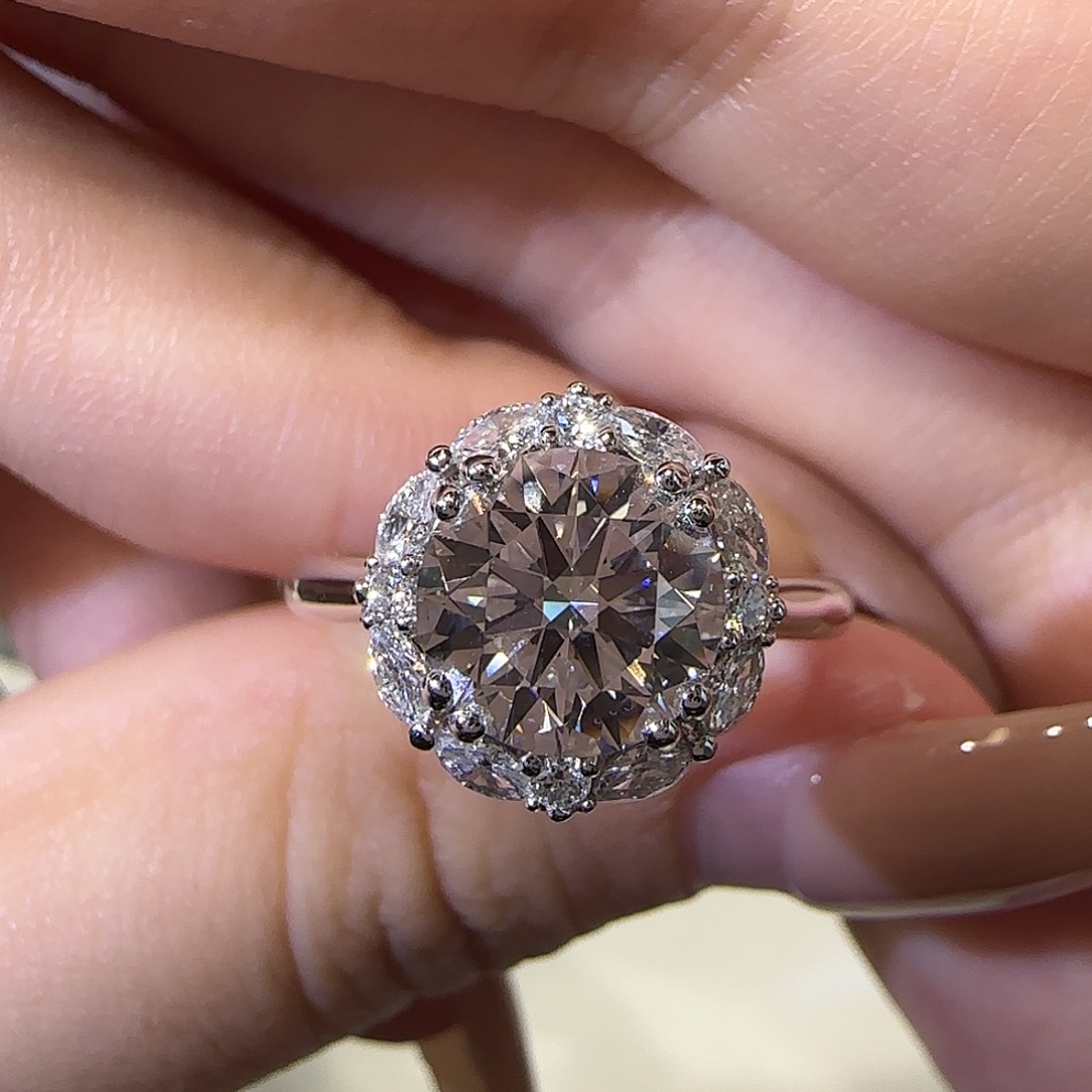 铂Pt950镶嵌实验室培育钻石许妍同款2卡vvs2