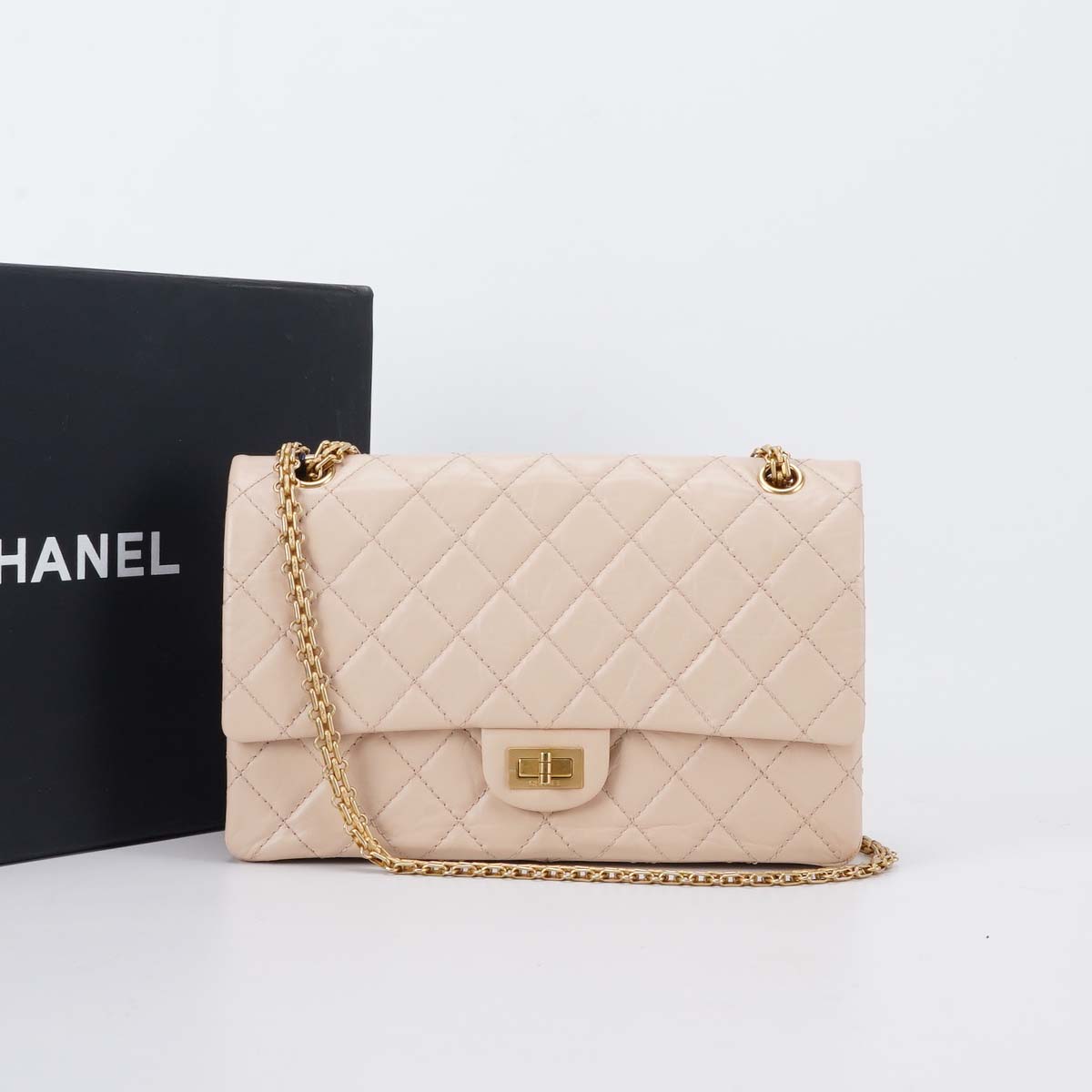 95新 Chanel/香奈儿 【总仓一口价】2.55奶茶金扣牛皮/BGK302500010