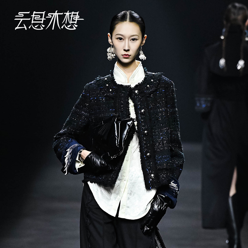 Ysimo-X云思木想 雄鹰之翼小香风外套 绣花呢子大衣毛呢外套12320