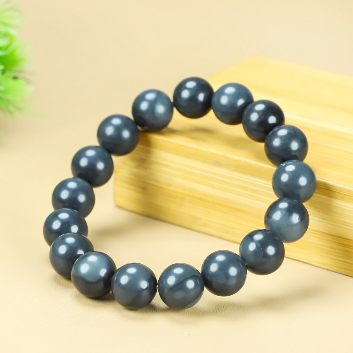 青花圆珠手串新疆山料男女款玉石保真卡12mm精品