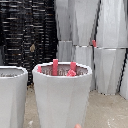 陶瓷花盆高白八方特大