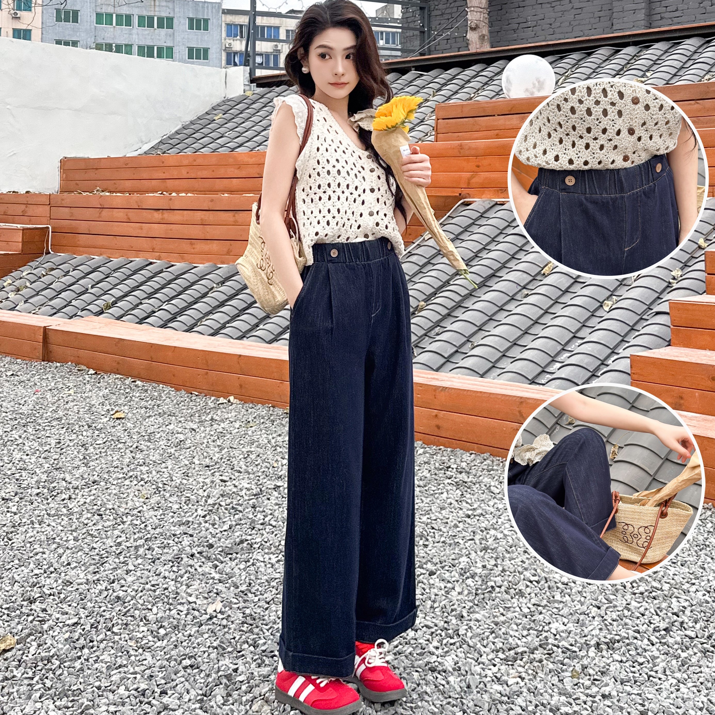 韩版春夏新女宽松显瘦减龄阔腿直筒裤时尚百搭