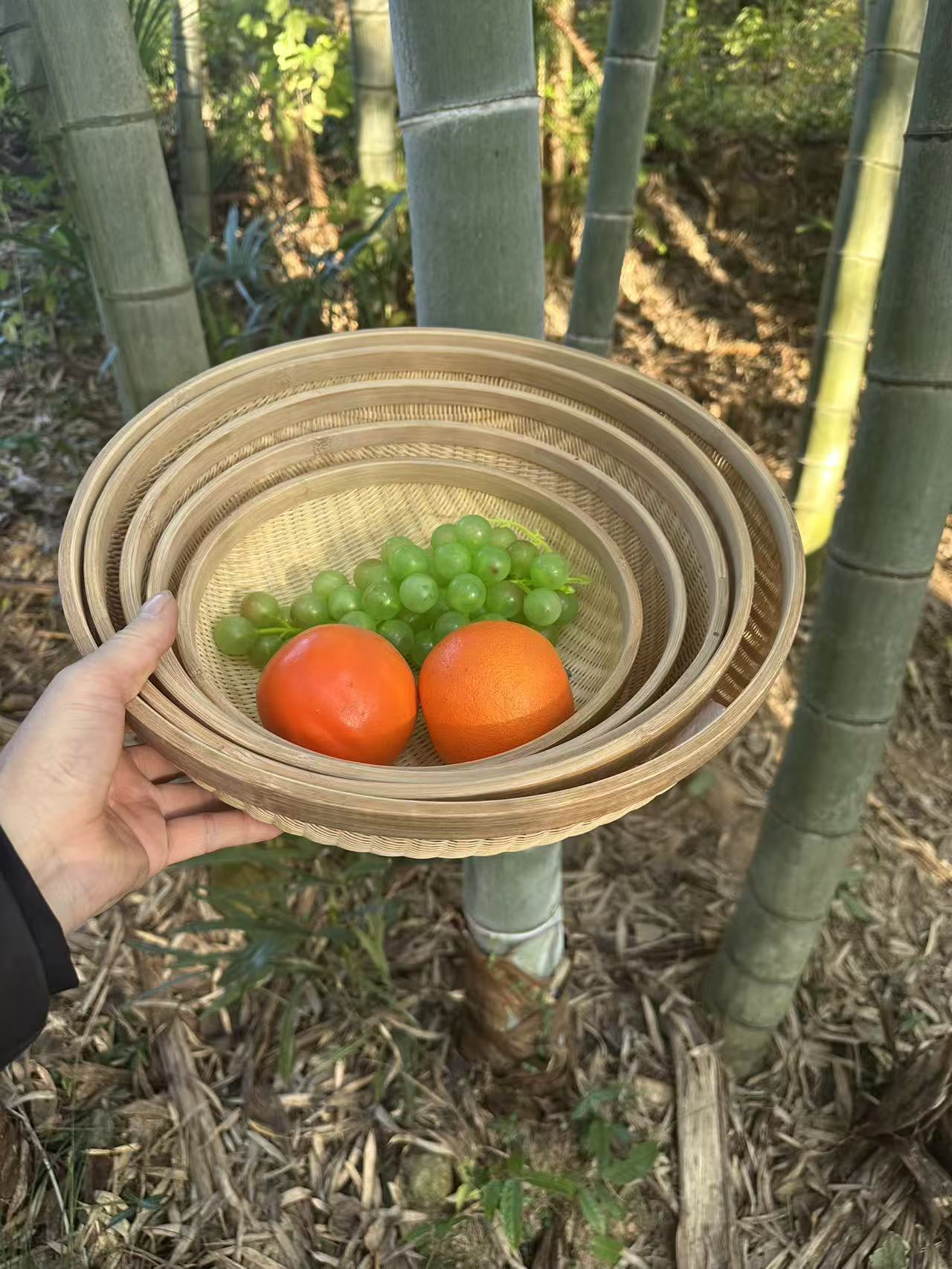 五件套精品手工编织水果 零食 馒头收纳筐